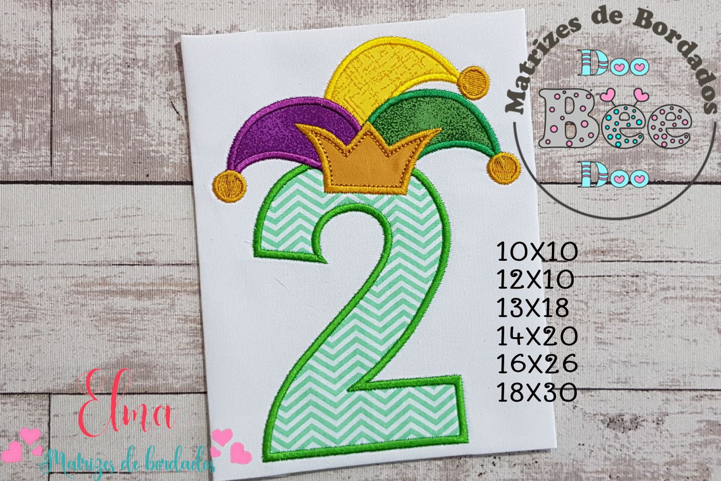Matriz de Bordado Carnaval Número 2 com Chapéu Divertido