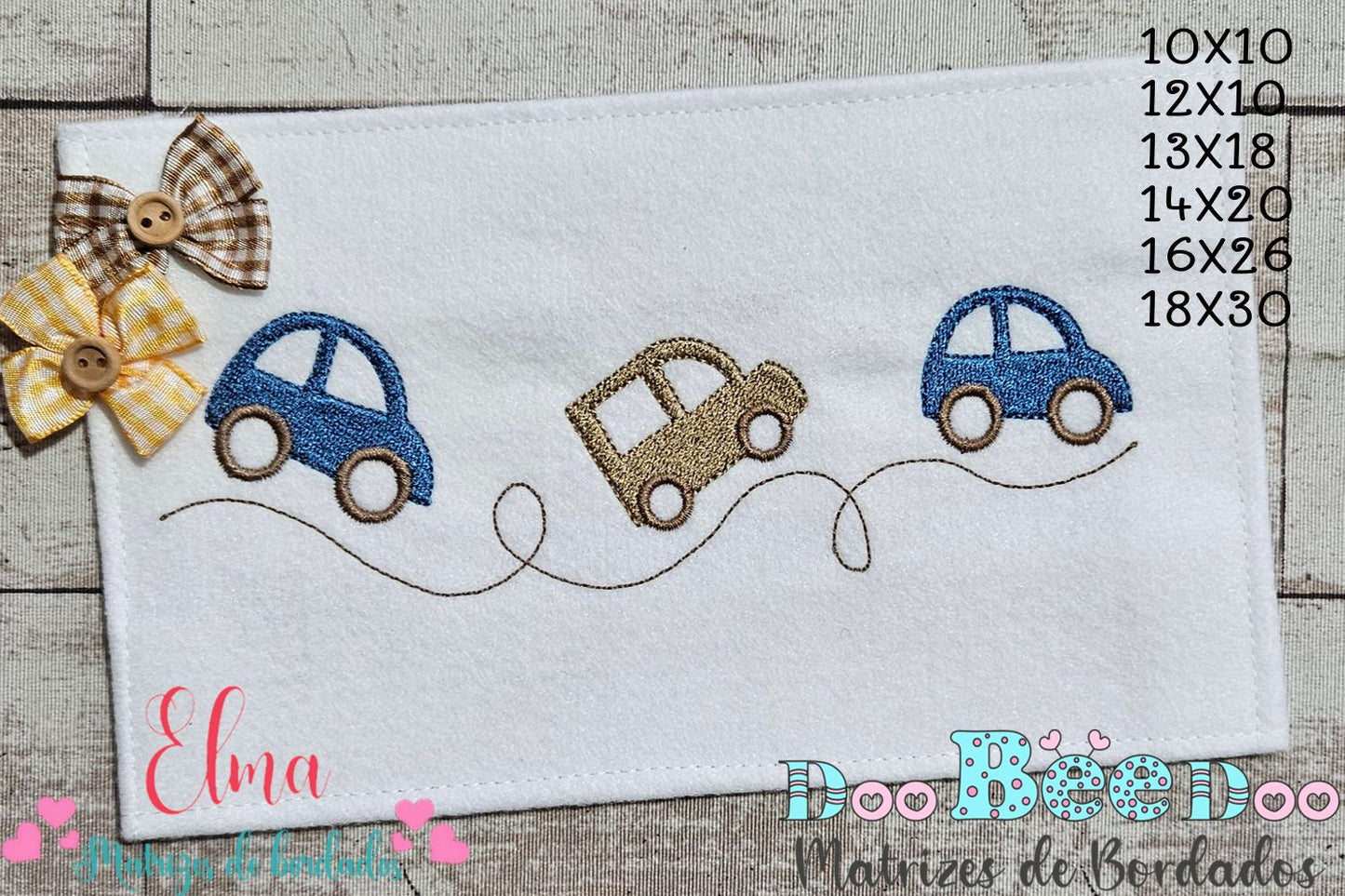 Matriz de Bordado Carrinhos na Estrada – Ponto Cheio