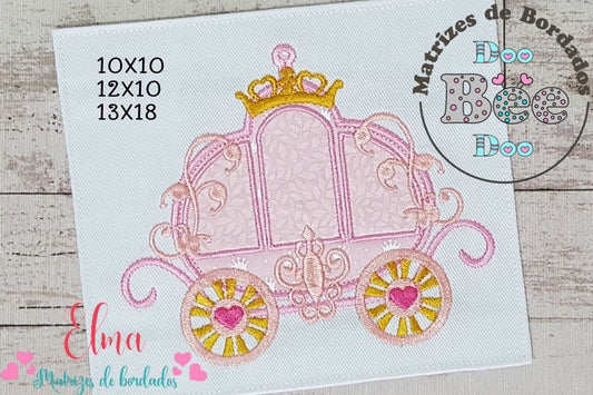 Matriz de Bordado Carruagem Encantada com Rodas de Coração – Aplique
