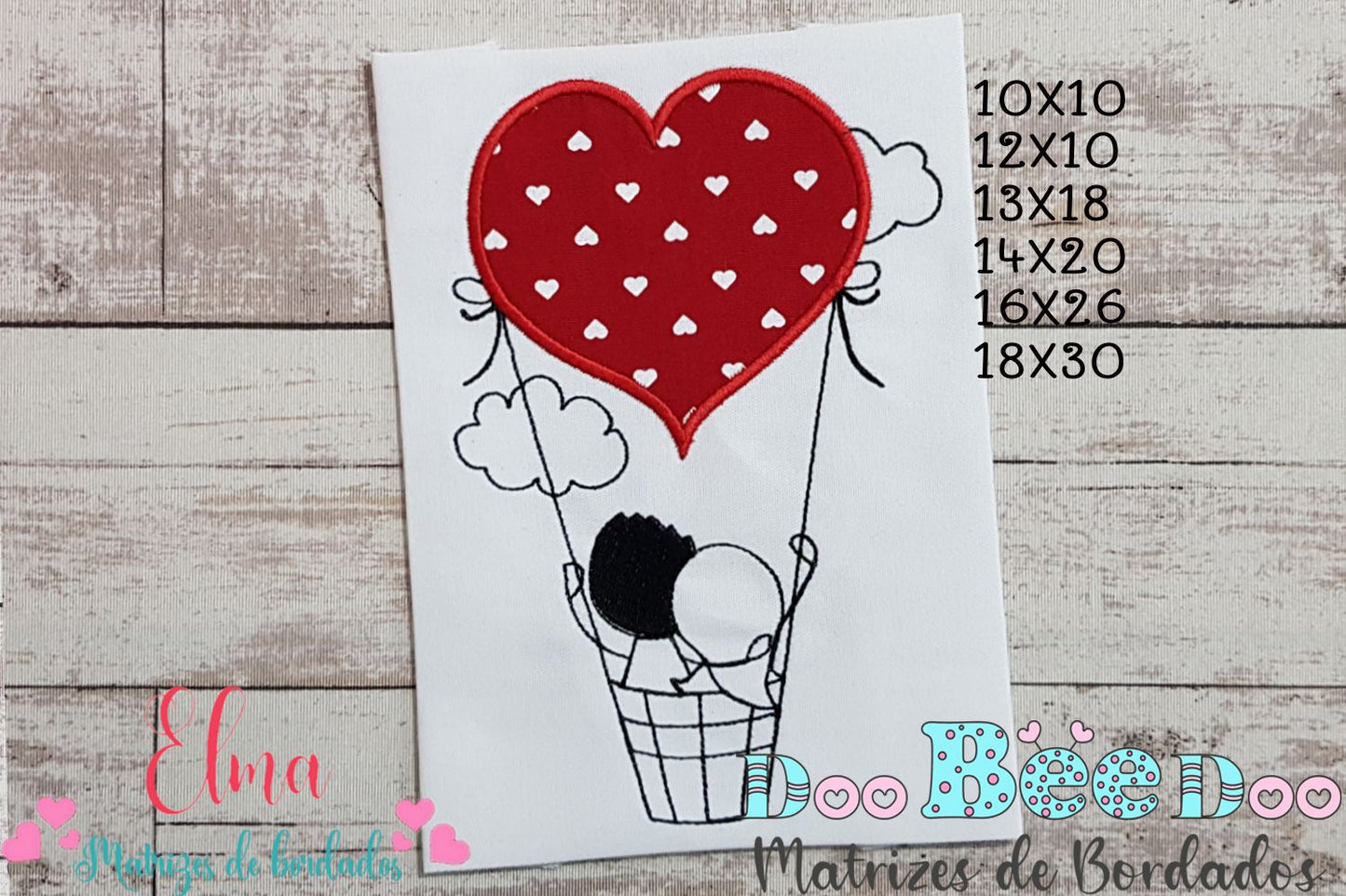 Matriz de Bordado Casal Apaixonado no Balão – Aplique