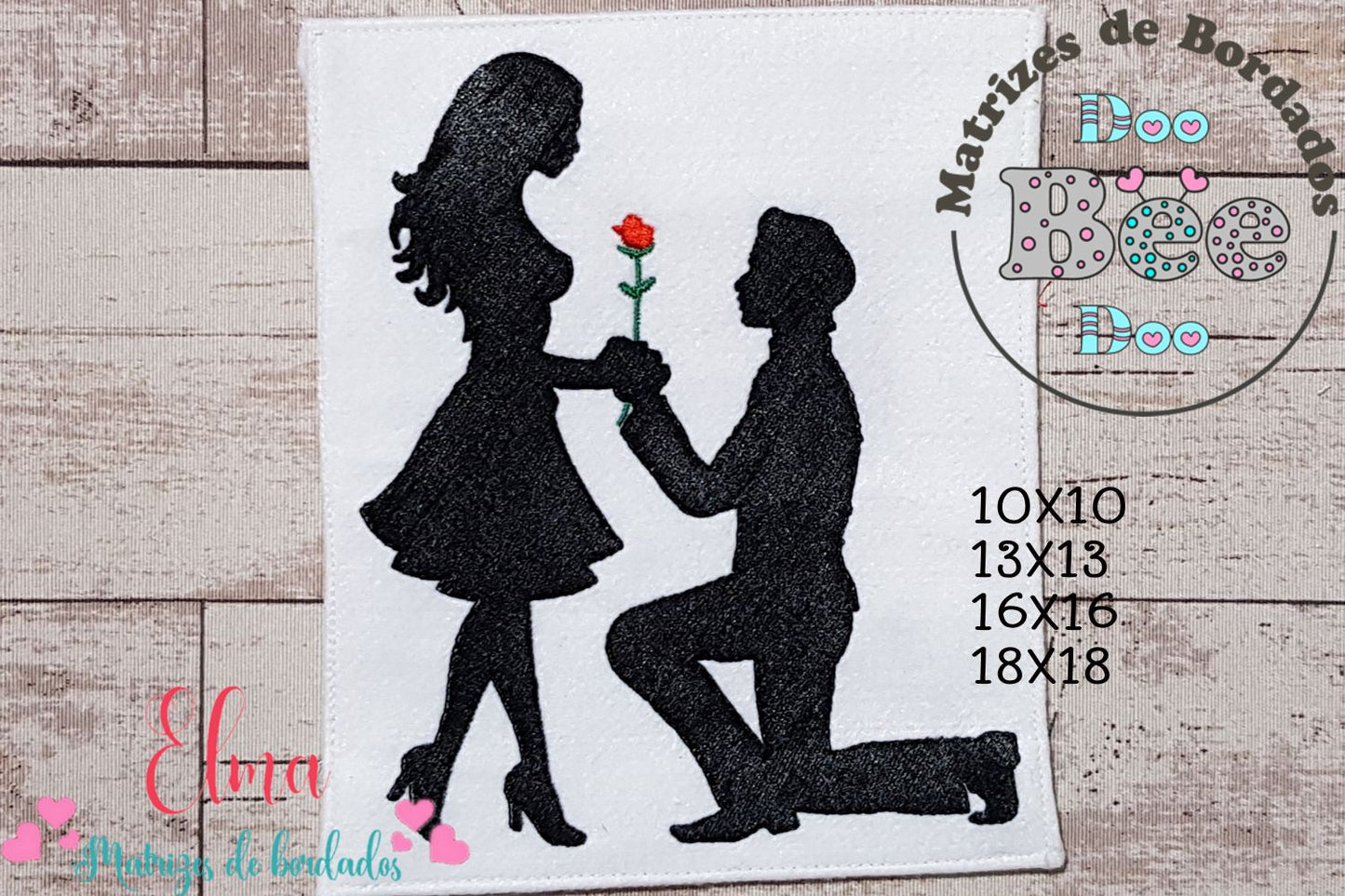 Matriz de Bordado Pedido de Casamento com Rosa – Ponto Cheio