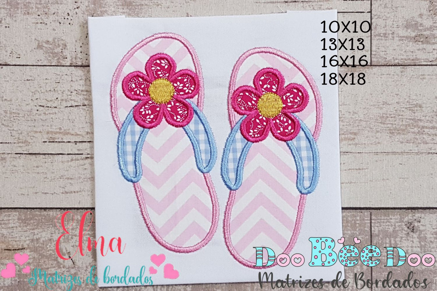 Matriz de Bordado Chinelinhos Floridos - Aplique
