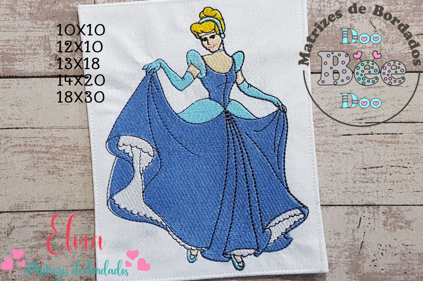 Matriz de Bordado “Sonho Azul da Cinderela” – Ponto Cheio