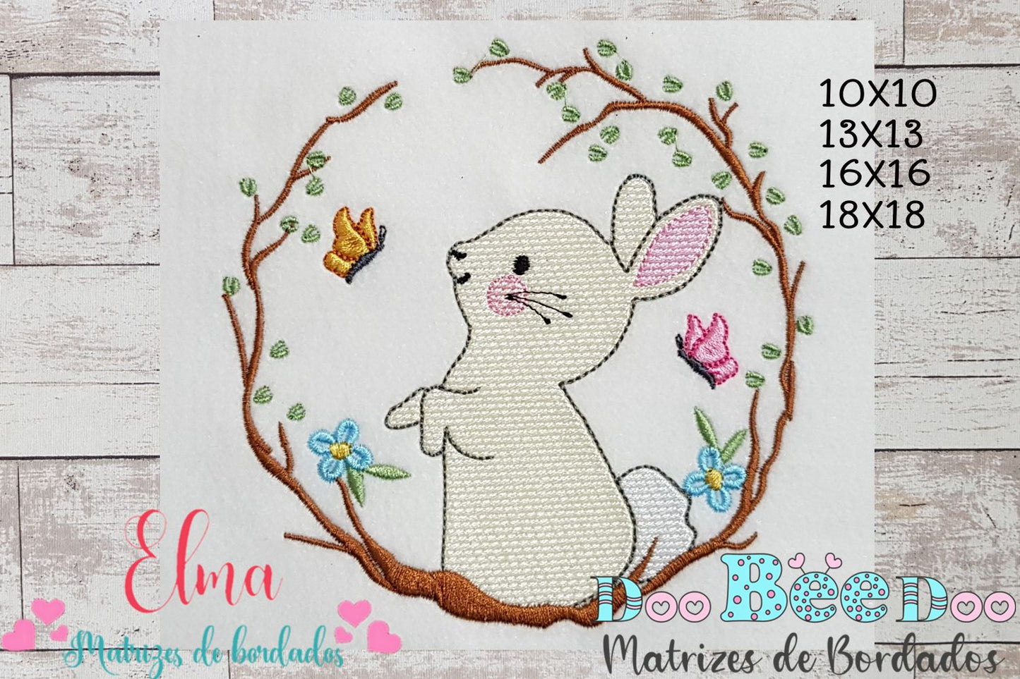 Matriz de Bordado Coelhinho no Jardim – Ponto Sketch