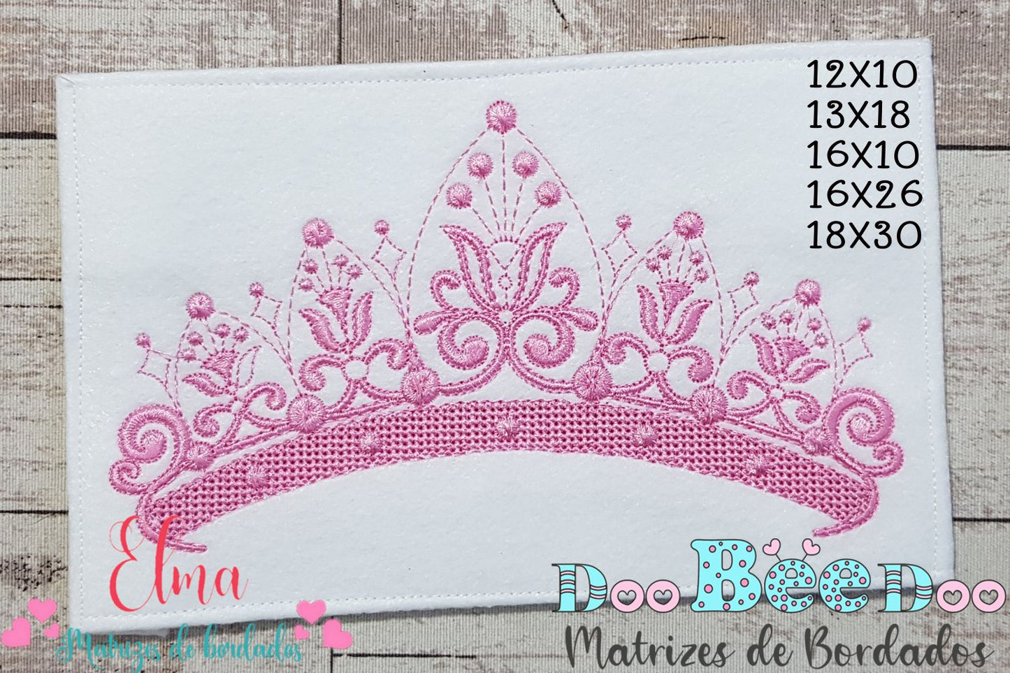 Matriz de Bordado Coroa Princesa Delicada – Ponto Cheio