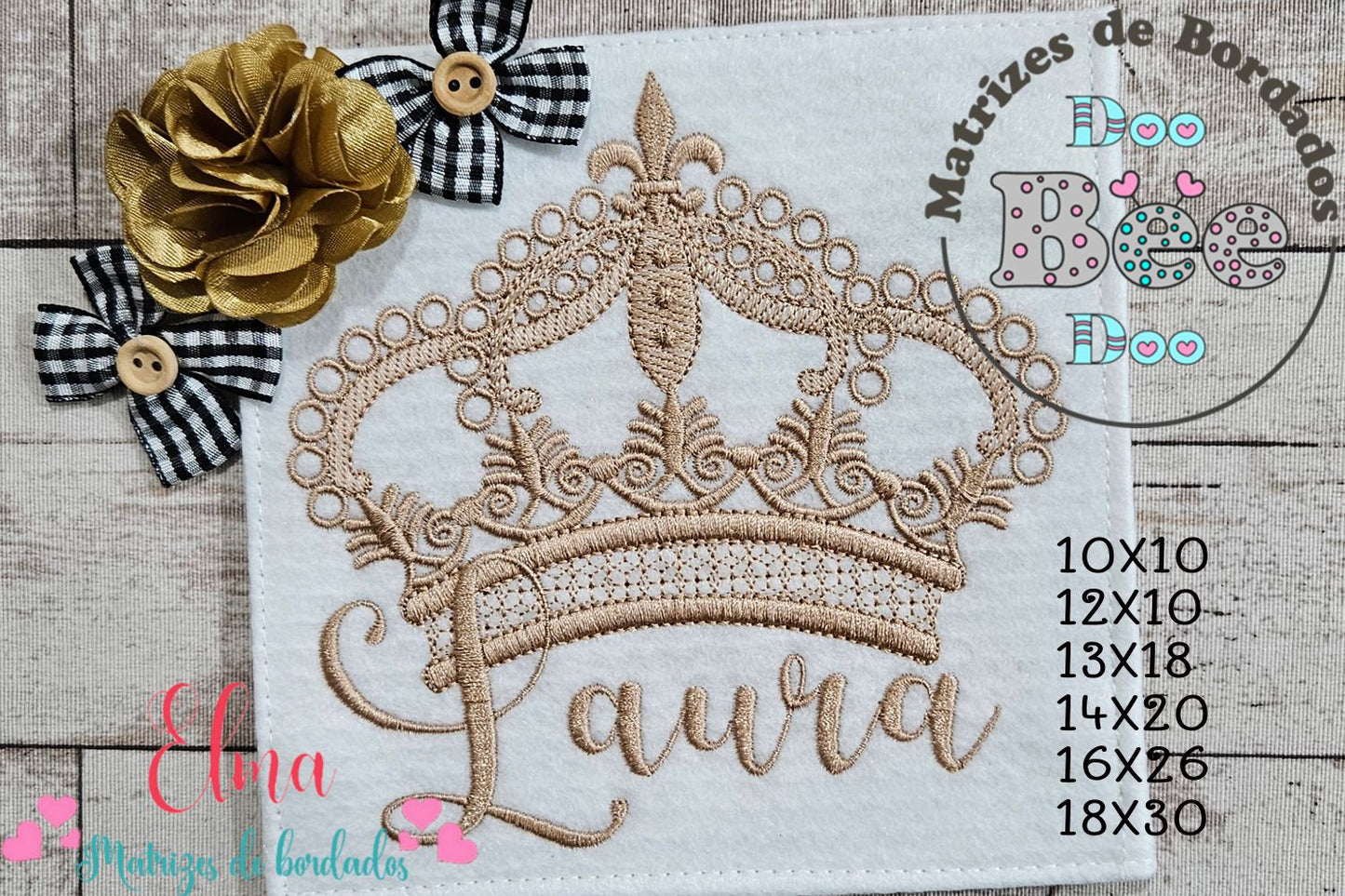 Matriz de Bordado Coroa Encantada Princesa – Ponto Cheio