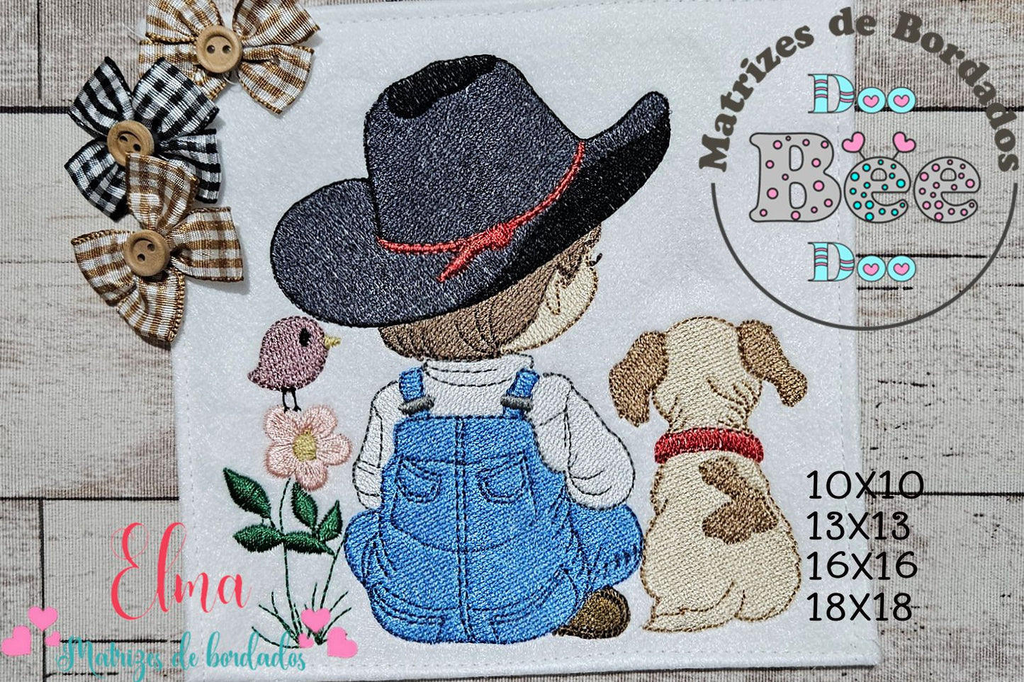 Matriz de Bordado Amizade Country: Cowboy e Cãozinho – Ponto Cheio