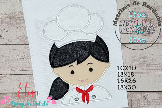 Matriz de Bordado Chef de Cozinha Menina Fofa – Aplique