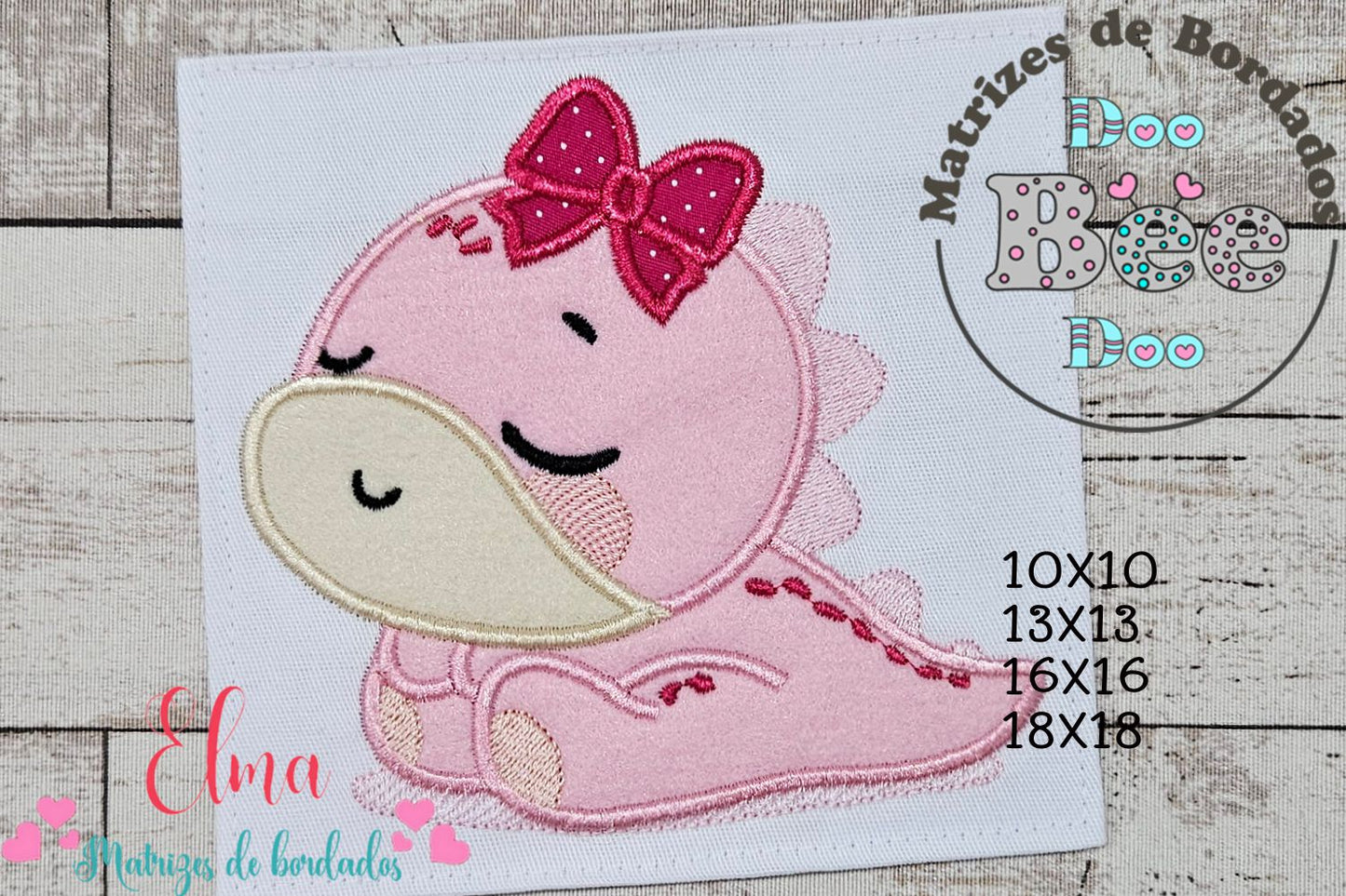 Matriz de Bordado Dinossaurinha Sonolenta – Aplique