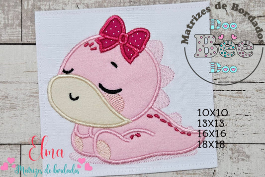 Matriz de Bordado Dinossaurinha Sonolenta – Aplique