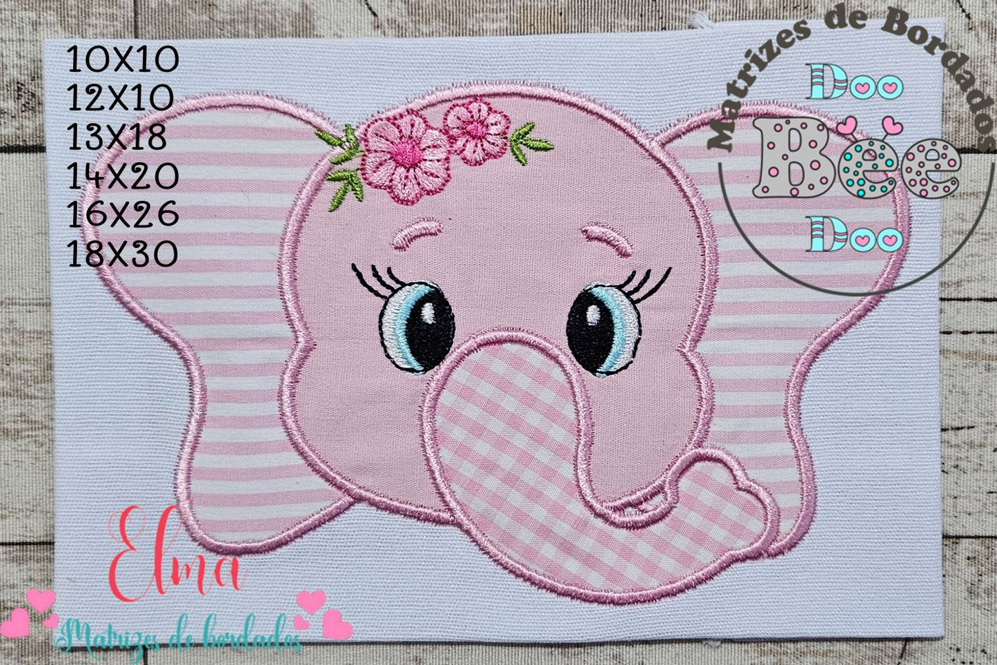 Matriz de Bordado Elefantinha Rosa – Aplique