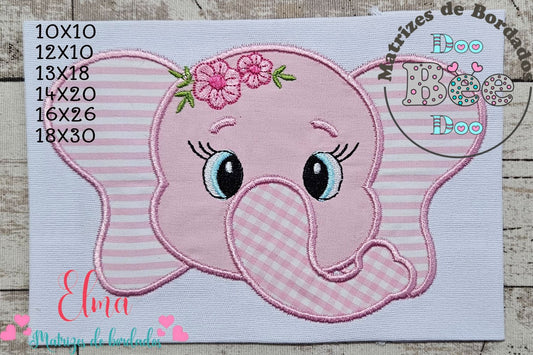 Matriz de Bordado Elefantinha Rosa – Aplique