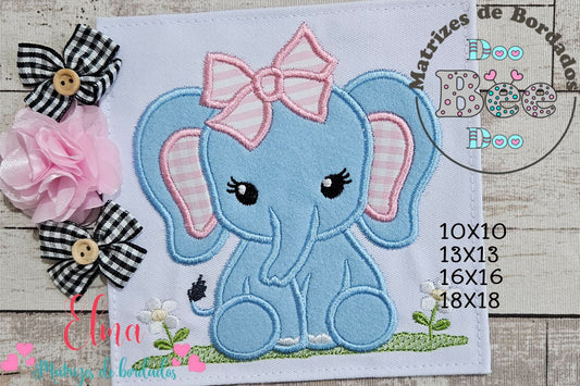Matriz de Bordado Elefantinha com Laço – Aplique