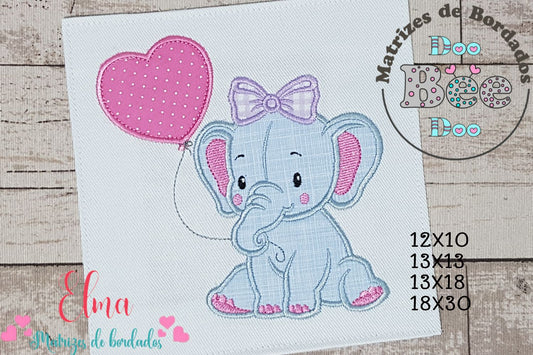 Matriz de Bordado Elefantinha com Balão – Aplique