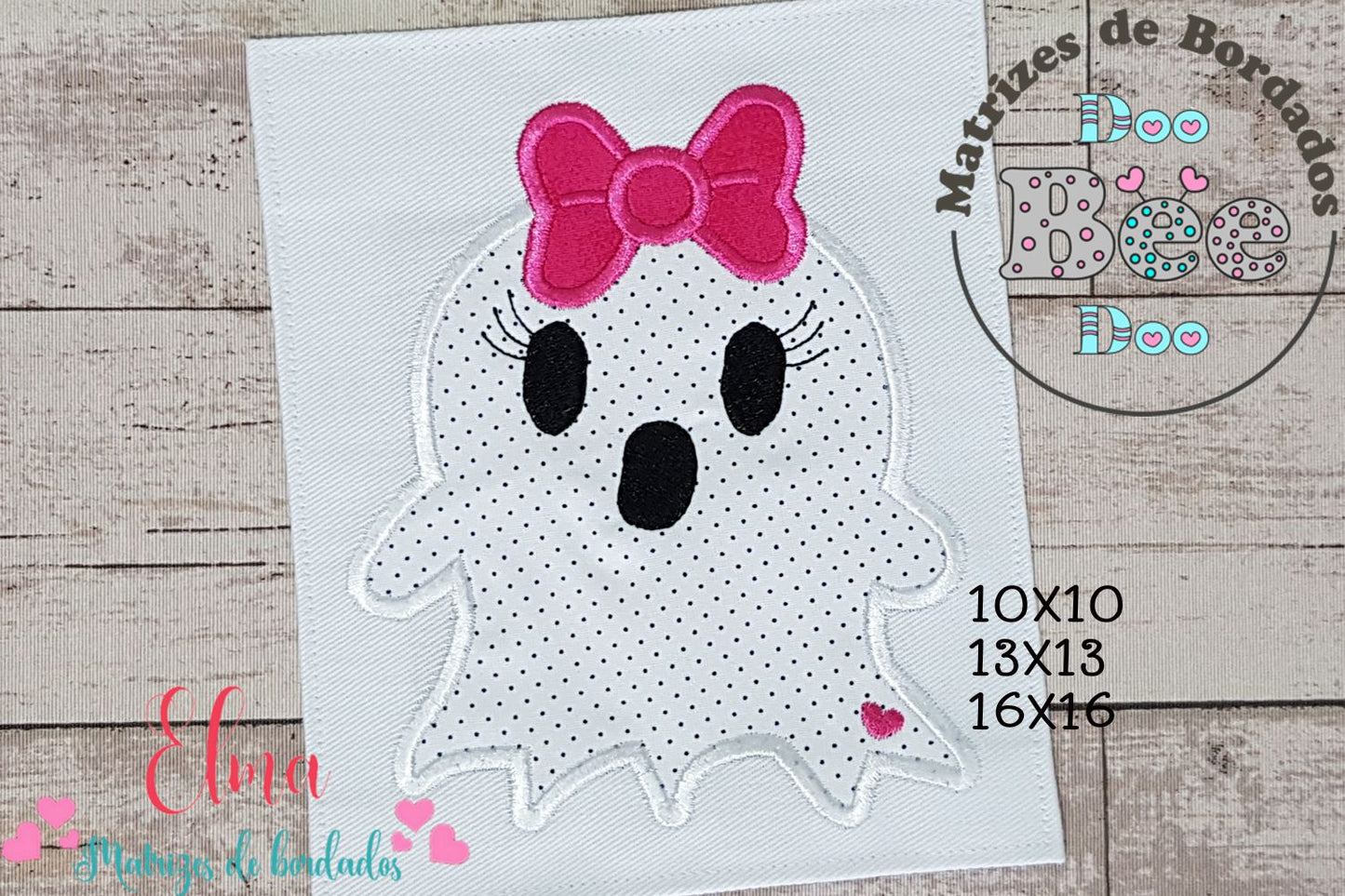 Matriz de Bordado Fantasminha com Laço – Aplique
