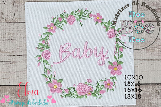 Matriz de Bordado Guirlanda Floral Baby – Ponto Cheio