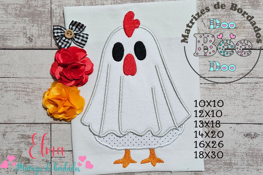 Matriz de Bordado Galinha Fantasminha Fofa – Aplique