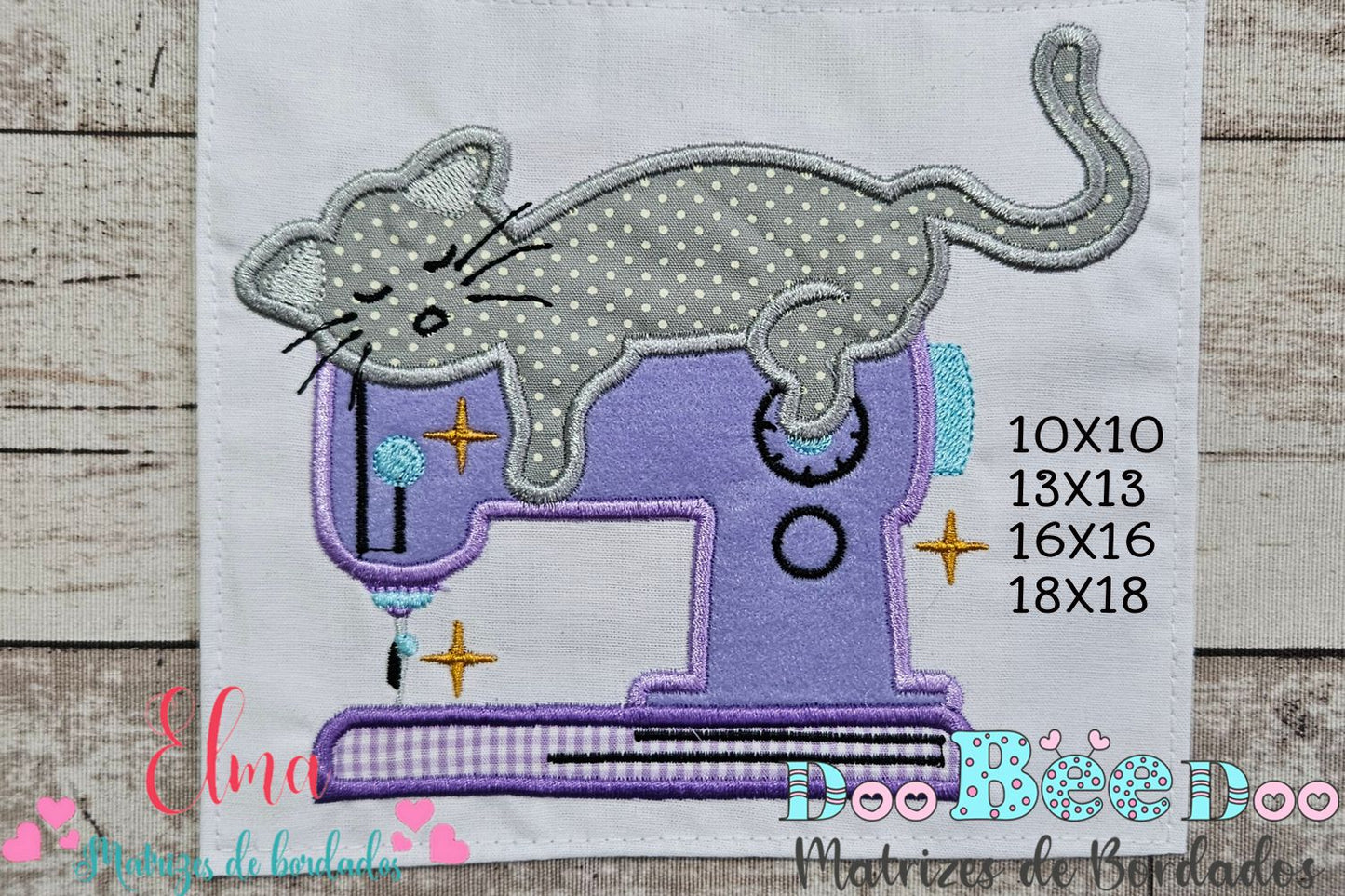 Matriz de Bordado Gatinho Dorminhoco na Máquina de Costura – Aplique