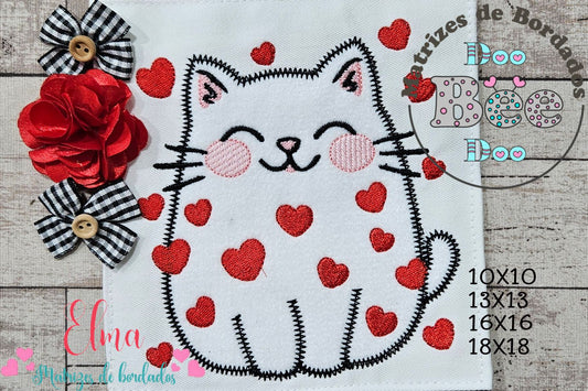 Matriz de Bordado Gatinho do Amor – Aplique - Zigzag
