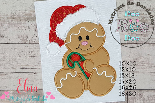 Matriz de Bordado Boneco de Gengibre Noel – Aplique