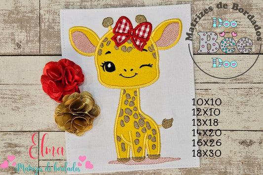 Matriz de Bordado Girafinha Fofa Piscando – Aplique