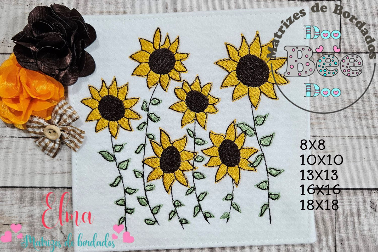 Matriz de Bordado Girassóis Encantados – Ponto Cheio