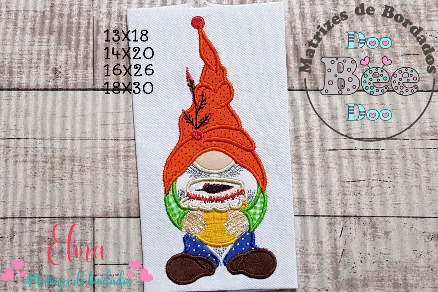 Matriz de Bordado Gnomo Fofinho com Mel – Aplique