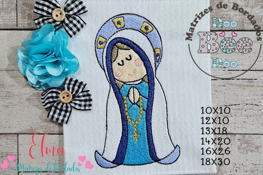 Matriz de Bordado Virgem de Guadalupe Fofurinha – Ponto Cheio