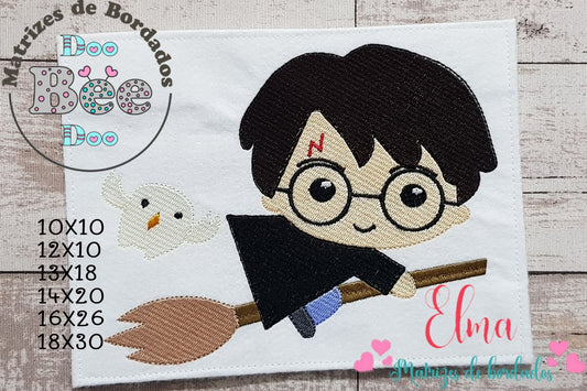 Matriz de Bordado Harry Potter Voando na Vassoura – Ponto Cheio