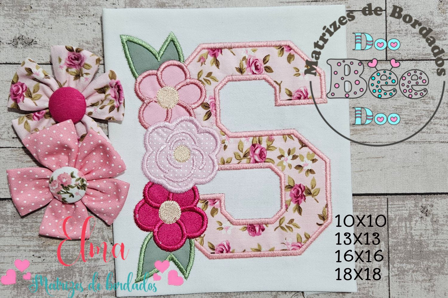 Matriz de Bordado Letra S com Flores – Aplique