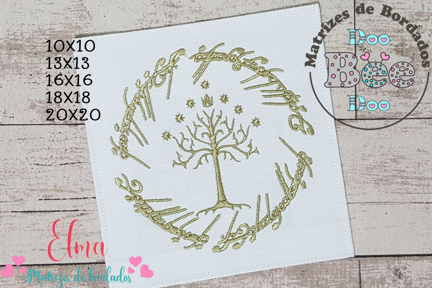Matriz de Bordado Árvore de Gondor com Anel do Poder – Ponto Satim