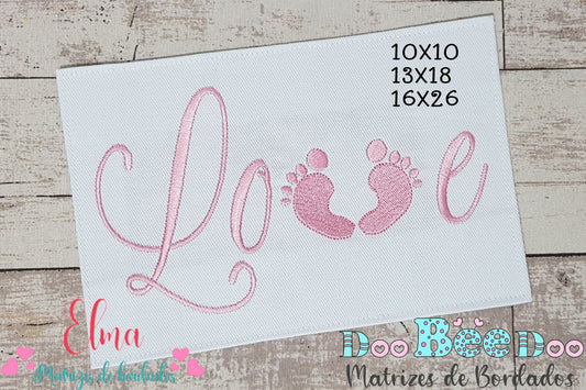 Matriz de Bordado Palavra Love com Pézinhos – Ponto Cheio