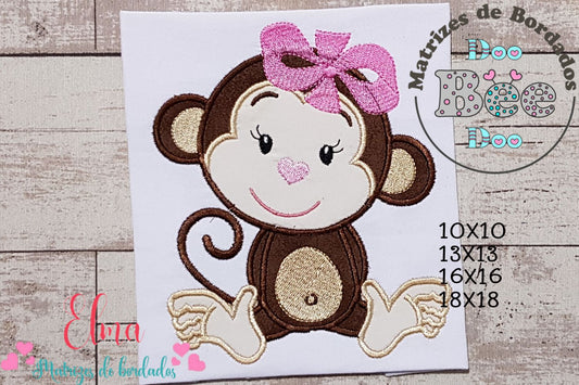 Matriz de Bordado Macaquinha Fofa com Laço – Aplique