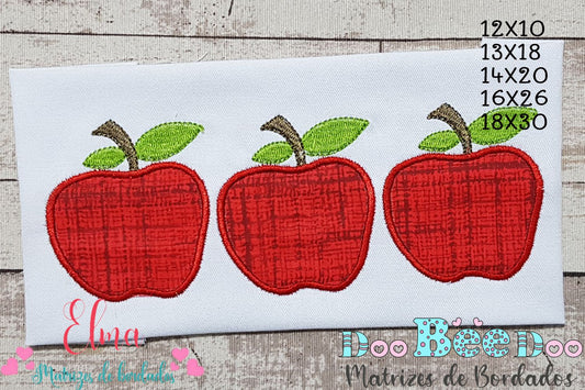 Matriz de Bordado Trio de Maçãs Charmosas – Ponto Aplique