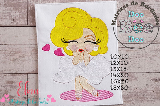 Matriz de Bordado Marilyn Fofa com Vestido Branco – Ponto Cheio