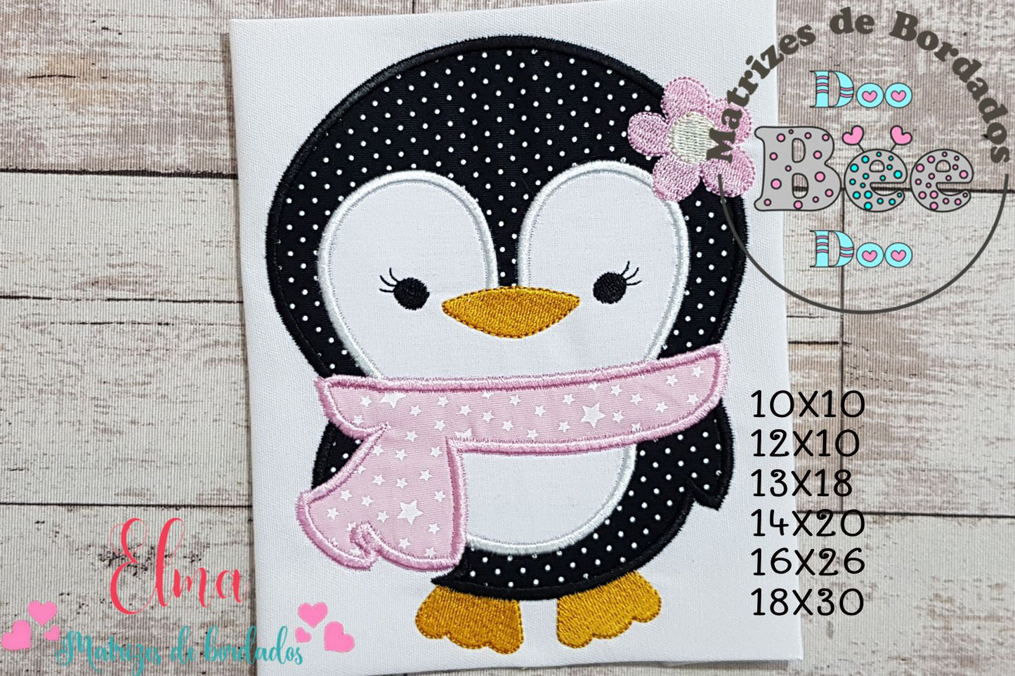 Matriz de Bordado Pinguim Menina com Cachecol – Aplique