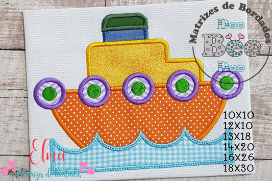 Matriz de Bordado Barco Colorido com Janelinhas – Aplique