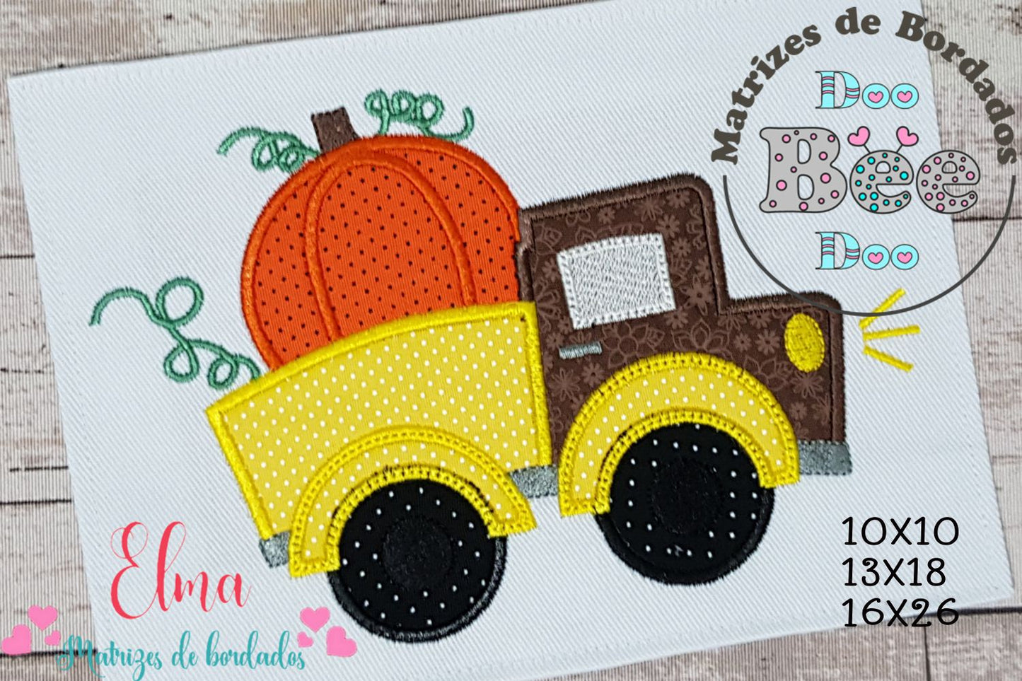 Matriz de Bordado Caminhão Country com Abóbora – Aplique