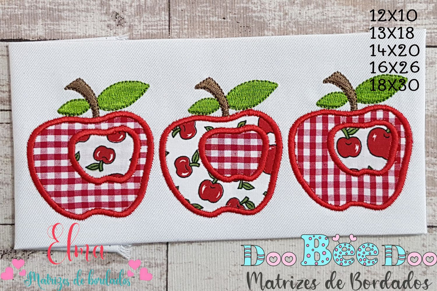 Matriz de Bordado Maçãs Vermelhas – Aplique Perfeito para Panos
