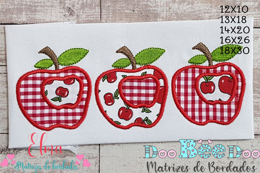 Matriz de Bordado Maçãs Vermelhas – Aplique Perfeito para Panos