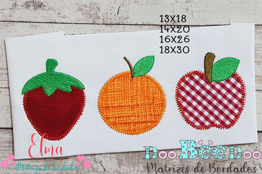 Matriz de Bordado Morango, Laranja e Maçã – Aplique ZigZag