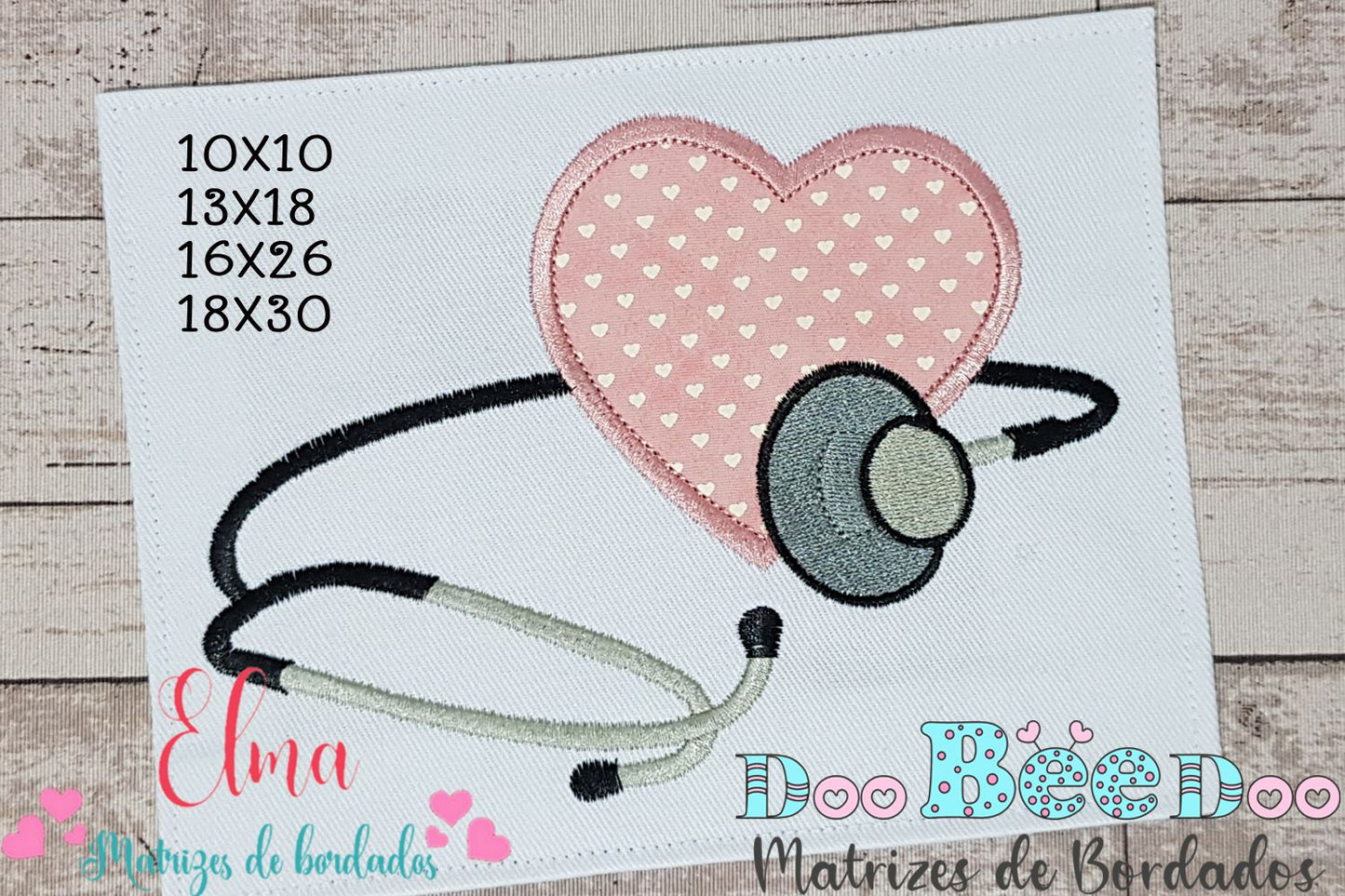 Matriz de Bordado Estetoscópio do Amor – Aplique