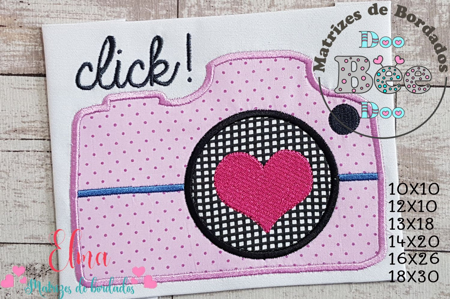 Matriz de Bordado Câmera “Click!” – Aplique