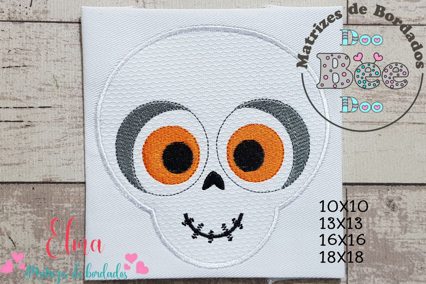 Matriz de Bordado Caveira com Olhos Grandes – Aplique Menino