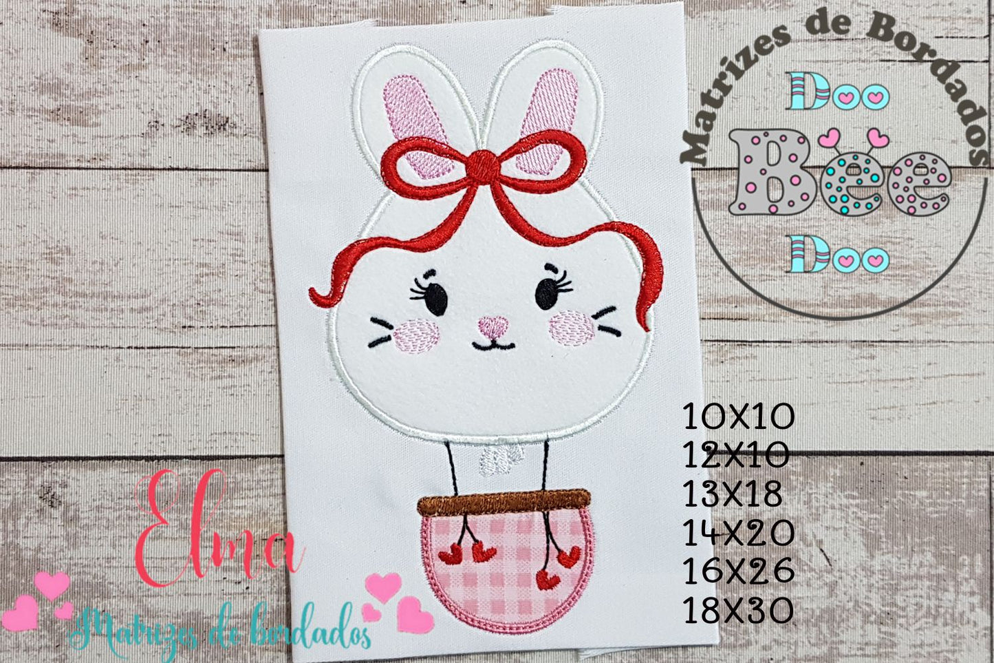 Matriz de Bordado Coelhinha Encantadora no Balão – Aplique