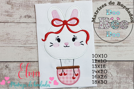 Matriz de Bordado Coelhinha Encantadora no Balão – Aplique