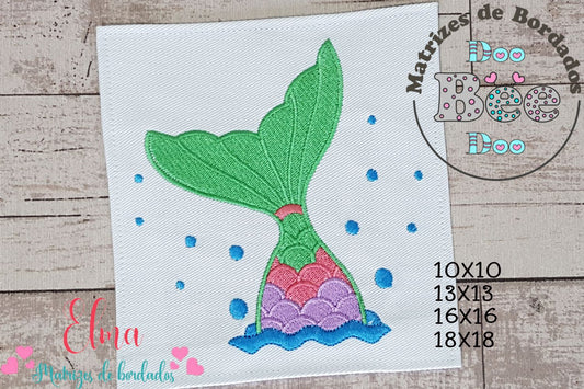 Matriz de Bordado Calda de Sereia Colorida com Bolhas – Ponto Cheio