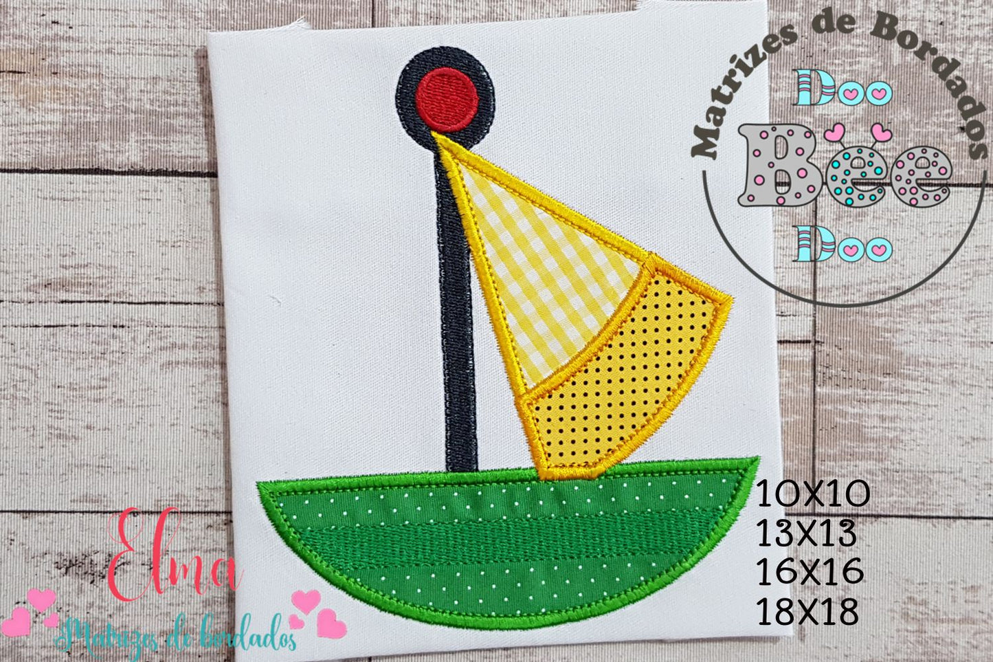 Matriz de Bordado Barquinho com Velas Divertidas – Aplique