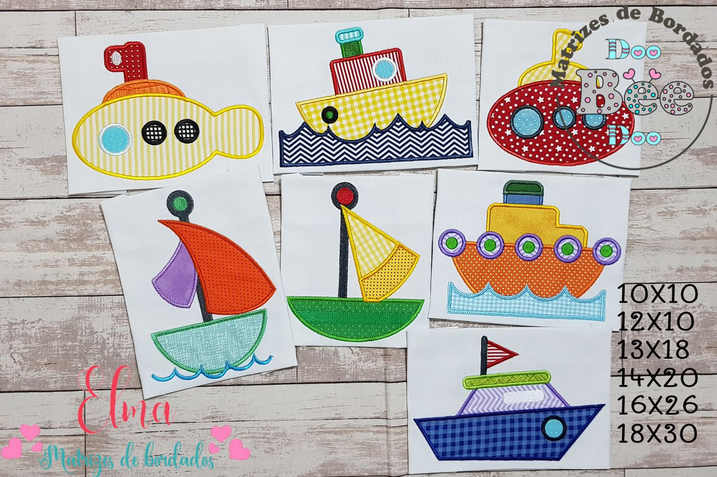 Coleção de Matrizes de Bordado Barquinhos e Submarinos – Aplique