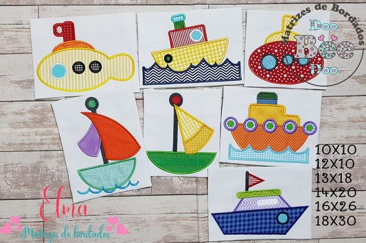 Coleção de Matrizes de Bordado Barquinhos e Submarinos – Aplique